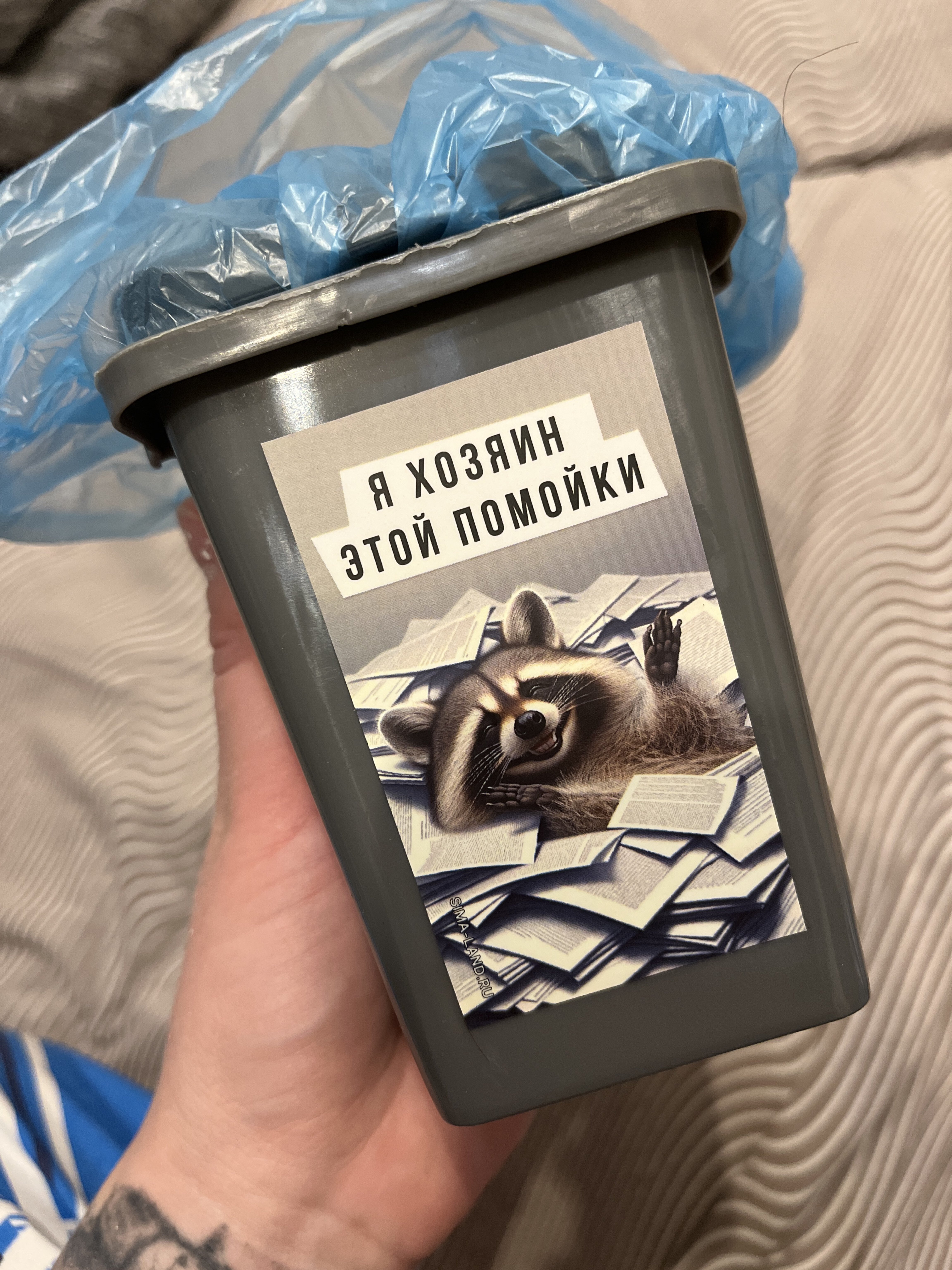 Фотография покупателя товара Мусорное ведро настольное «Хозяин», 12×9 см, серое - Фото 1