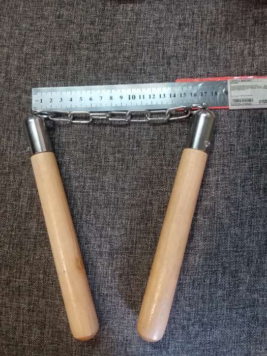 Фотография покупателя товара Детское оружие деревянное «Нунчаки» 25×2×2 см - Фото 1