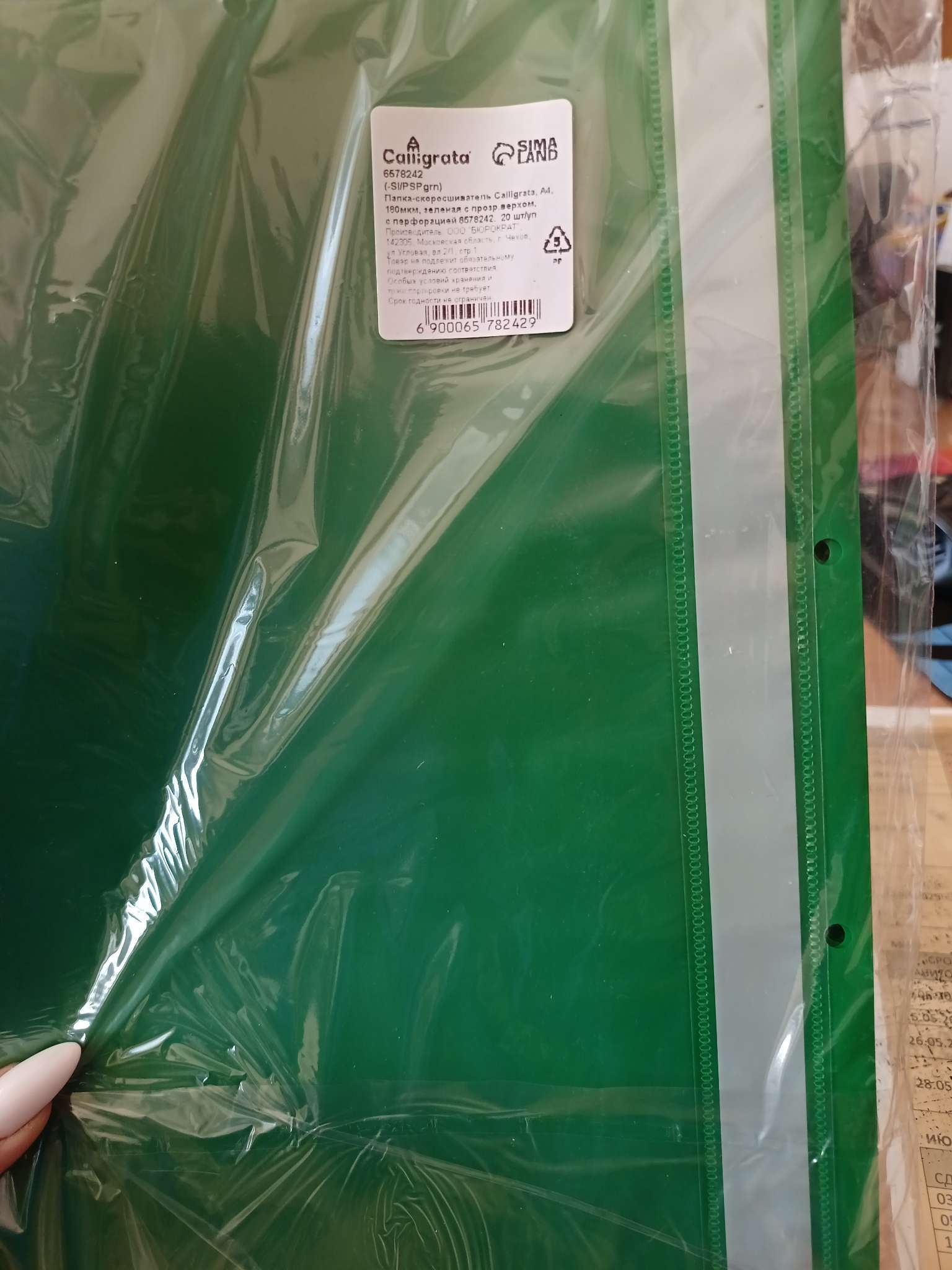 Фотография покупателя товара Папка-скоросшиватель Calligrata, А4, 180 мкм, зелёная, прозрачный верх, с перфорацией - Фото 1