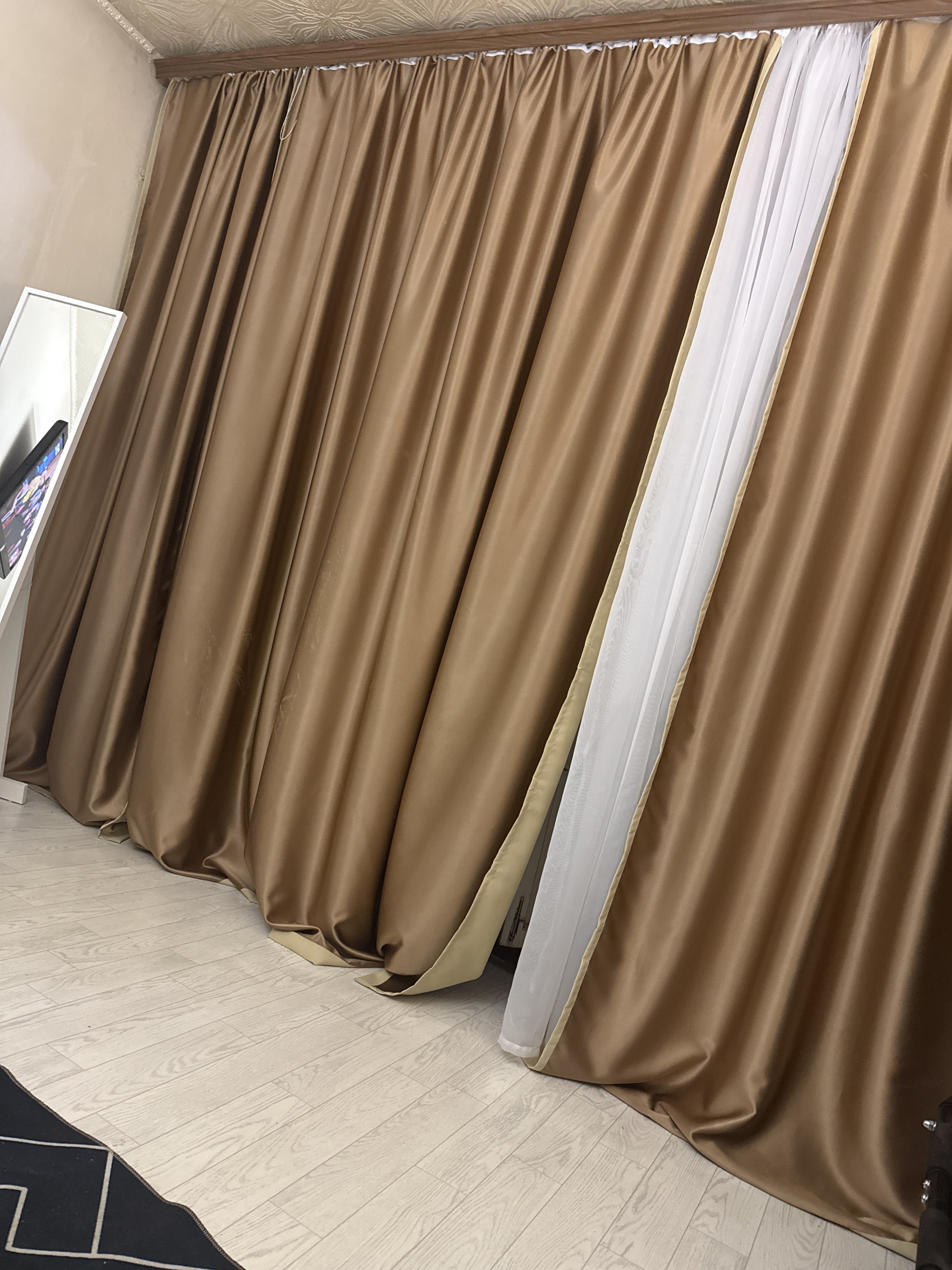 Фотография покупателя товара Штора блэкаут портьерная «Этель», 250×265 см, кремовая - Фото 1