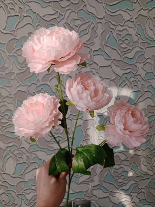 Фотография покупателя товара Цветы искусственные «Пион галант колор», 74×10 см, розовые - Фото 2