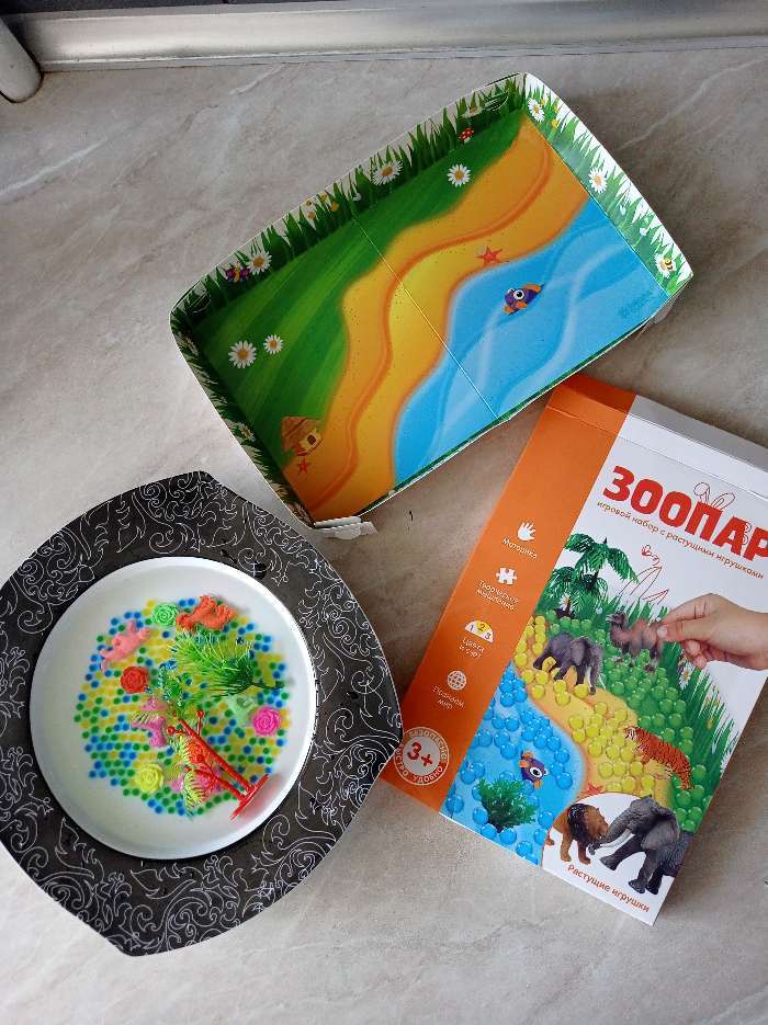 Фотография покупателя товара Тактильная коробочка «Создай свой зоопарк», с растущими игрушками - Фото 2