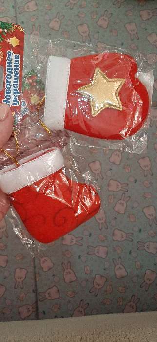 Фотография покупателя товара Мягкая подвеска "Носок с узорами" 6х8 см, красный
