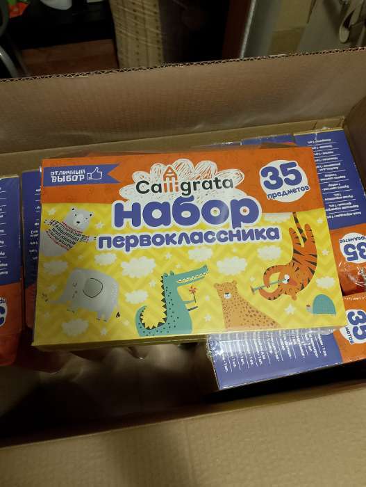 Фотография покупателя товара Набор первоклассника, 35 предметов, Calligrata «Отличный выбор», в картонной коробке - Фото 2