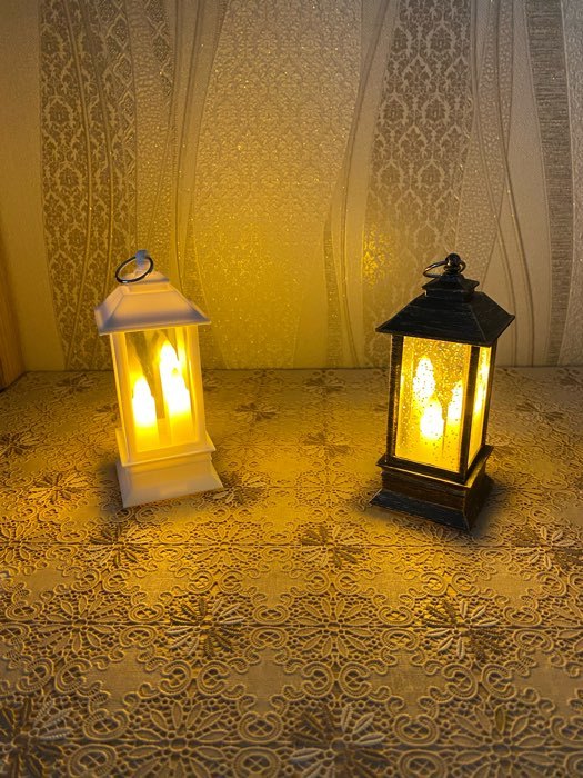 Фотография покупателя товара Светодиодная фигура «Золотистый фонарь со свечками» 5.5 × 13 × 5.5 см, пластик, батарейки AG13х3, свечение тёплое белое - Фото 16