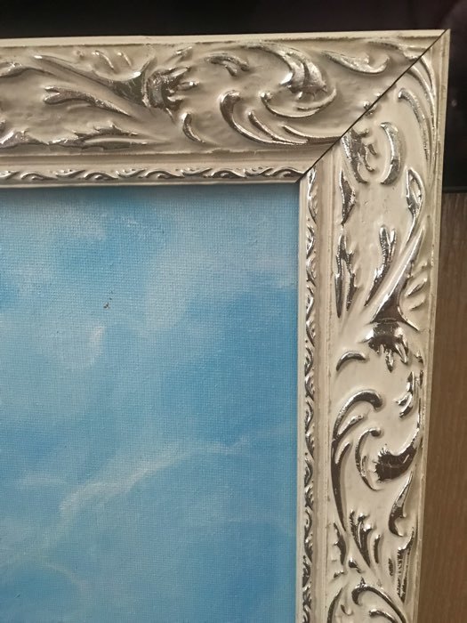 Фотография покупателя товара Рама для картин (зеркал) 50 х 60 х 4 см, дерево "Версаль", бело-серебристая - Фото 3