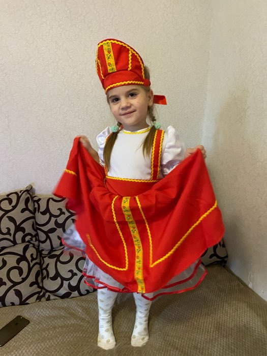 Фотография покупателя товара Русский народный костюм, кокошник, сарафан с рубашкой, цвет красный, рост 122-128, 6-7 лет - Фото 5
