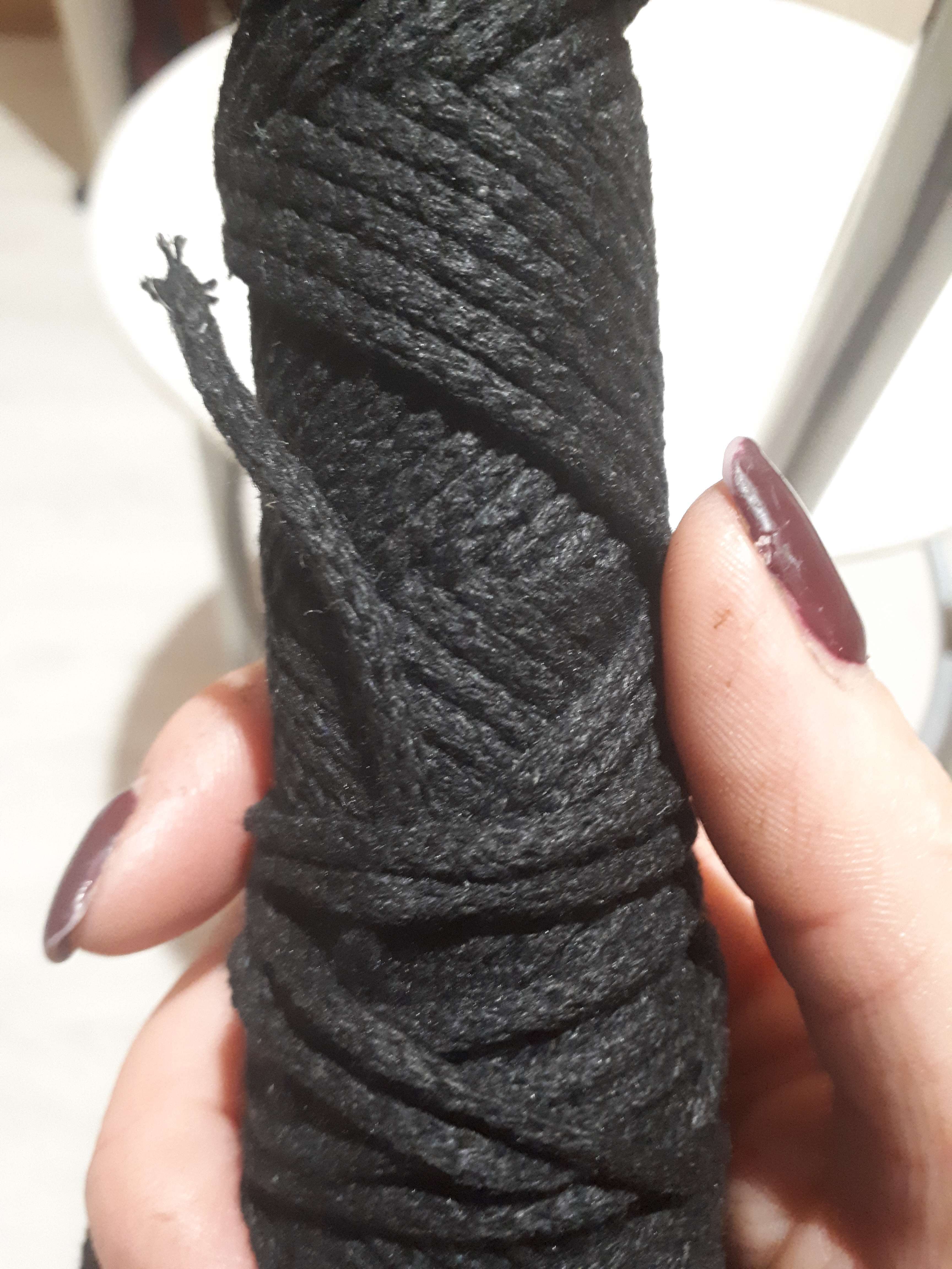 Фотография покупателя товара Шнур для вязания без сердечника 100% хлопок, ширина 3мм 100м/200гр (2105 черный) - Фото 22