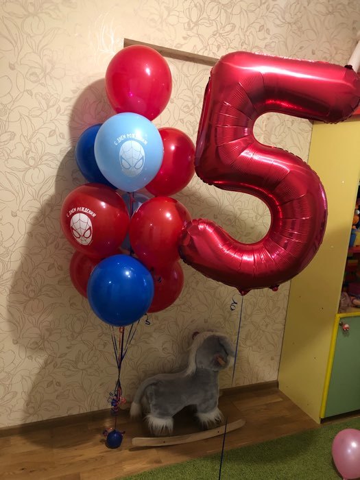 Фотография покупателя товара Шар воздушный "С Днем рождения!", 12 дюйм, латексный, 5 штук, Человек-паук