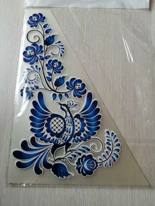Фотография покупателя товара Термонаклейка «Гжель птица», уголок справа, 20×35 см, набор 10 шт. - Фото 1