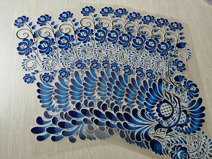 Фотография покупателя товара Термонаклейка «Гжель птица», уголок справа, 20×35 см, набор 10 шт. - Фото 3