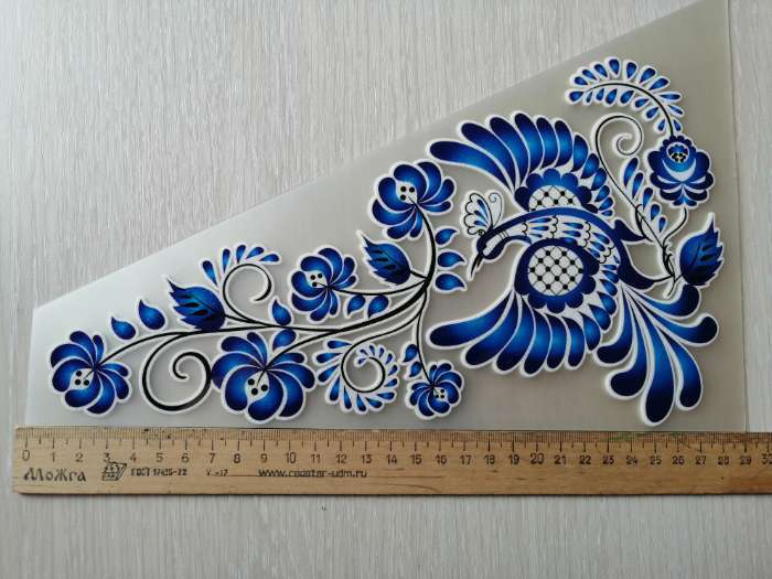 Фотография покупателя товара Термонаклейка «Гжель птица», уголок справа, 20×35 см, набор 10 шт. - Фото 4