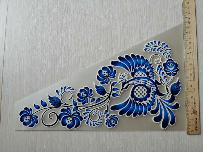 Фотография покупателя товара Термонаклейка «Гжель птица», уголок справа, 20×35 см, набор 10 шт. - Фото 5