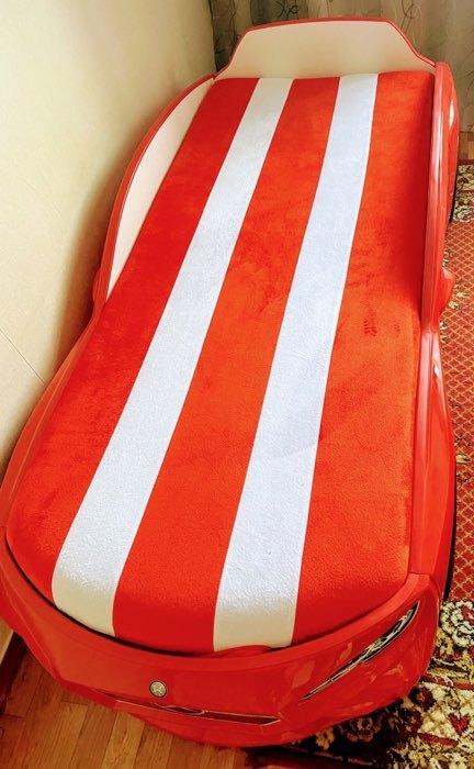 Фотография покупателя товара Кровать Romeo-M, мультибренд, цвет красный, фары, ящик, «ОртоМатрас» - Фото 7