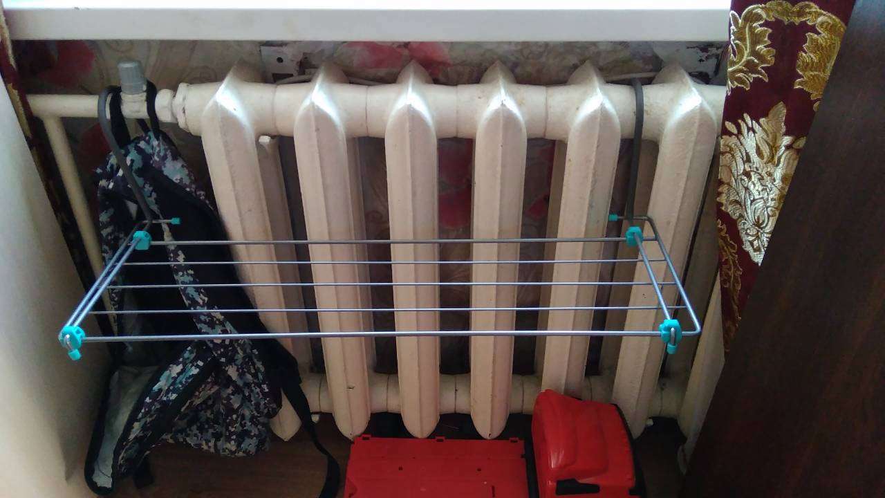 Фотография покупателя товара Сушилка для белья на радиатор, 65×23,5×18 см, цвет серый - Фото 1