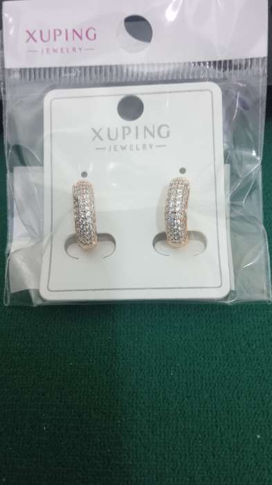 Фотография покупателя товара Серьги кольца XUPING миледи, белые в золоте d=1.7 см - Фото 1