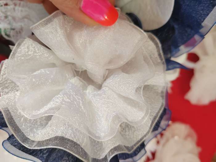 Фотография покупателя товара Бант для волос на резинке школьный, белый с синим, 11 см, Кошечка Мари - Фото 6