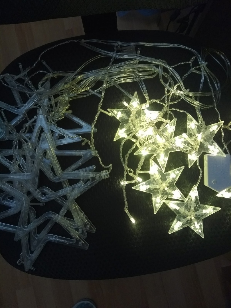 Фотография покупателя товара Гирлянда «Бахрома» 2.4 × 0.9 м с насадками «Звёзды», IP20, прозрачная нить, 138 LED, свечение тёплое белое, 8 режимов, 220 В