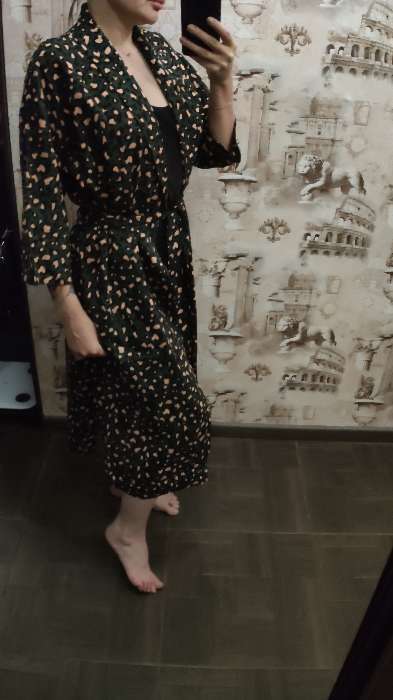 Фотография покупателя товара Комплект женский (халат и комбинация) KAFTAN, 48-50, цвет зелёный/чёрный - Фото 1