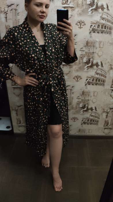 Фотография покупателя товара Комплект женский (халат и комбинация) KAFTAN, 48-50, цвет зелёный/чёрный - Фото 2