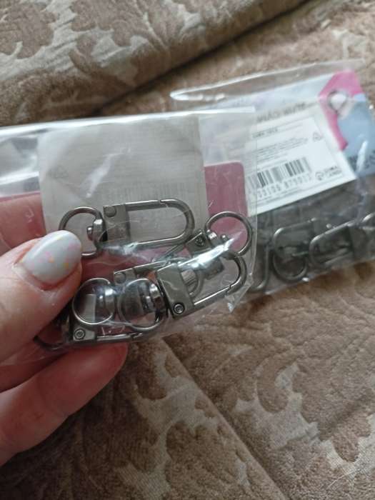 Фотография покупателя товара Карабин металлический, 33×12.5 мм / 10×1.25 мм, 5 шт., цвет чёрный никель - Фото 2