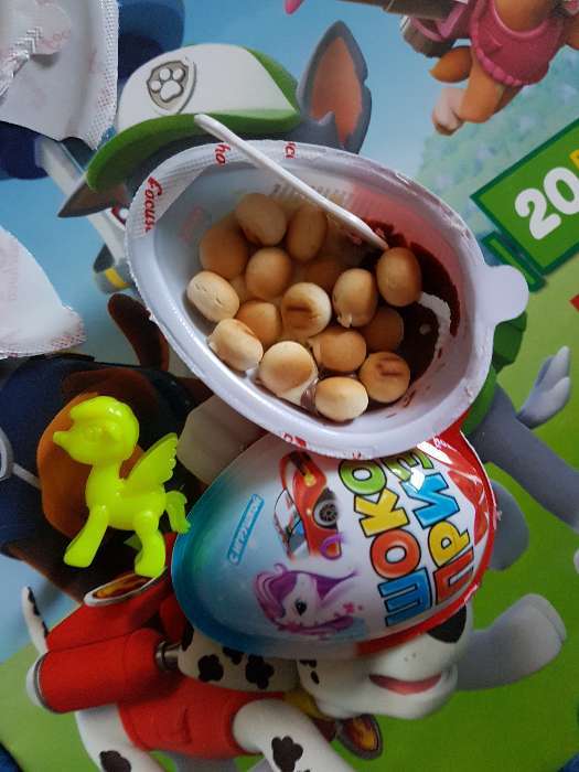 Фотография покупателя товара Печенье «Шокоприз» с шоколадной пастой и игрушкой, яйцо-сюрприз, 15 г