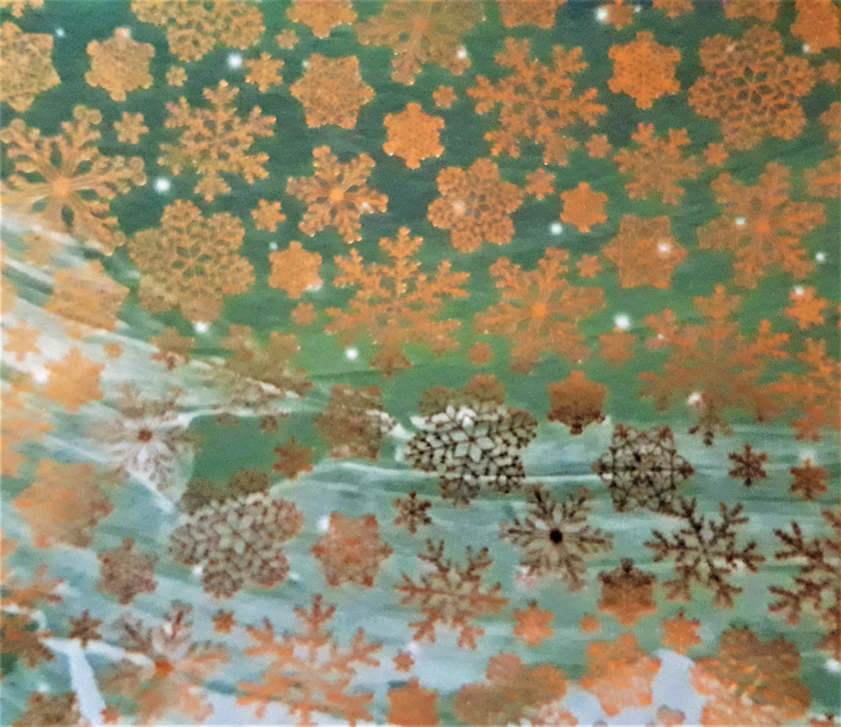 Фотография покупателя товара Бумага для скрапбукинга с фольгированием «Золотые снежинки» 15,5 х 15,5 см, 250г/м - Фото 1