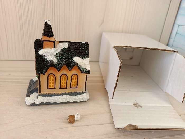 Фотография покупателя товара Светодиодная фигура «Дом с башней» 4.5× 8.5 × 6 см, керамика, батарейки AG13х2, свечение тёплое белое - Фото 15
