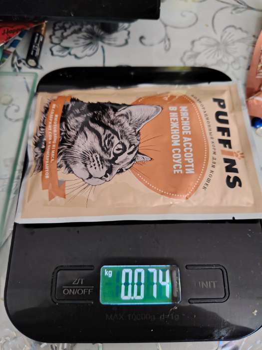 Фотография покупателя товара Влажный корм "Puffins" для кошек, мясное ассорти в соусе, 75 г - Фото 1