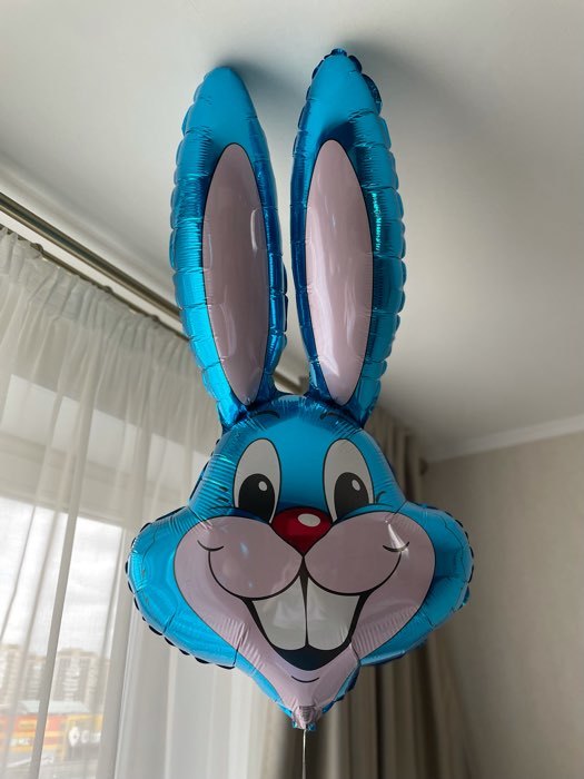 Фотография покупателя товара Шар фольгированный 35" «Кролик», цвет синий - Фото 2
