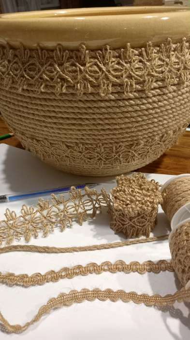 Фотография покупателя товара Тесьма декоративная холщовая, 4 см, 5±0.5 м, бежевая - Фото 2