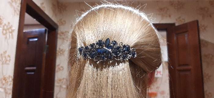 Фотография покупателя товара Заколка-автомат для волос "Синий туман" 8,5 см бабочка в цветах - Фото 1