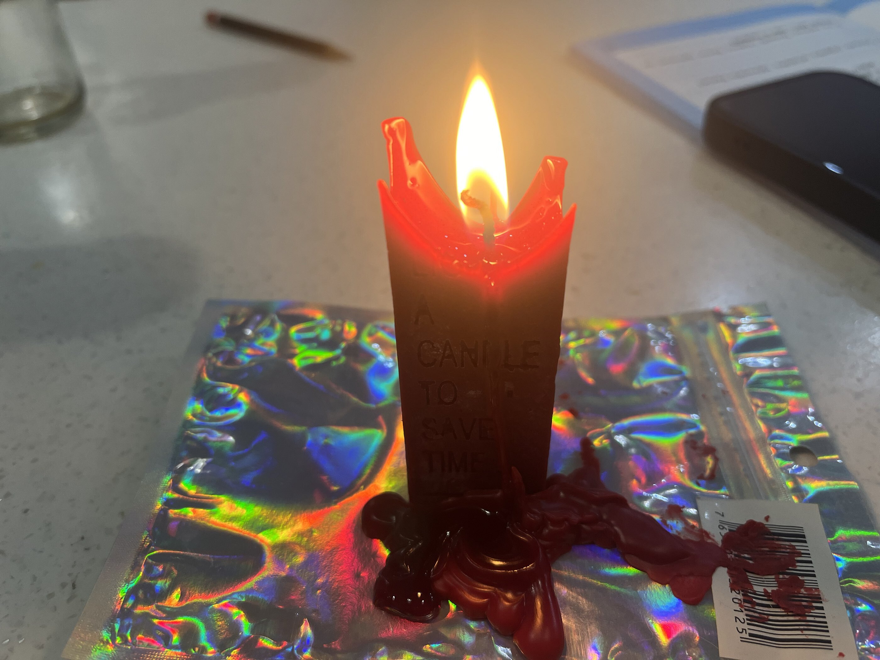 Фотография покупателя товара Свеча формовая с надписью Light a candle, 1.5×1.5×8.5 см, соевый воск, МИКС - Фото 6