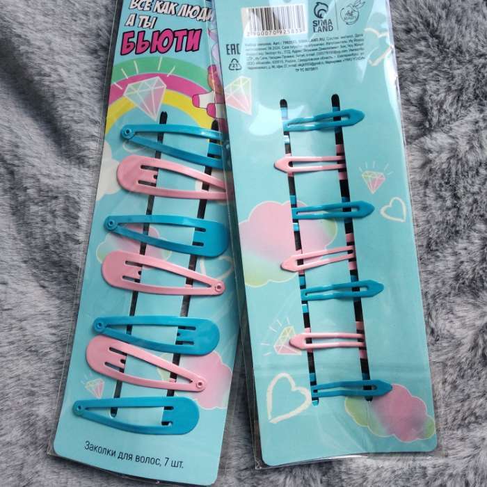 Фотография покупателя товара Заколки для волос Girl in trend, 7 шт., 5×1×0.1 см - Фото 2