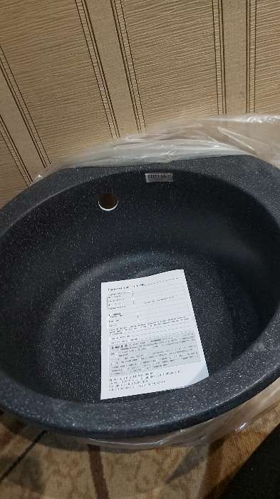 Фотография покупателя товара Мойка кухонная из камня ZETT lab. 30/Q4, d=475 мм, матовая, черная - Фото 4
