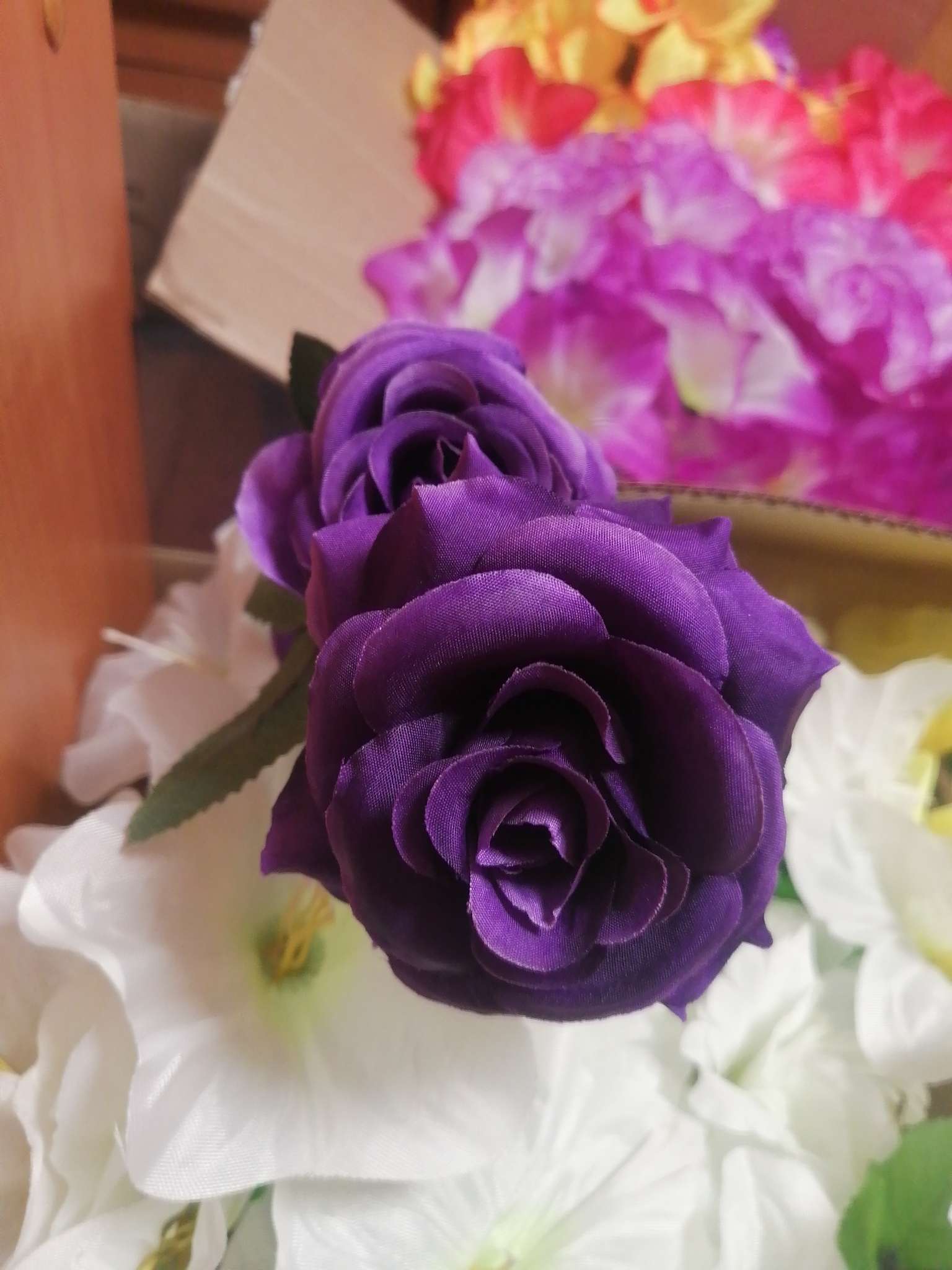 Фотография покупателя товара Цветы искусственные «Роза тройная», 6×61 см, фиолетовые - Фото 1