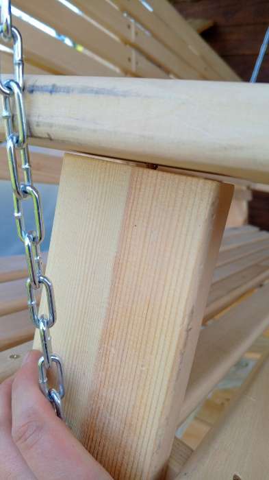 Фотография покупателя товара Скамейка-качель двухместная с выдвижным подлокотником подвесная - Фото 3