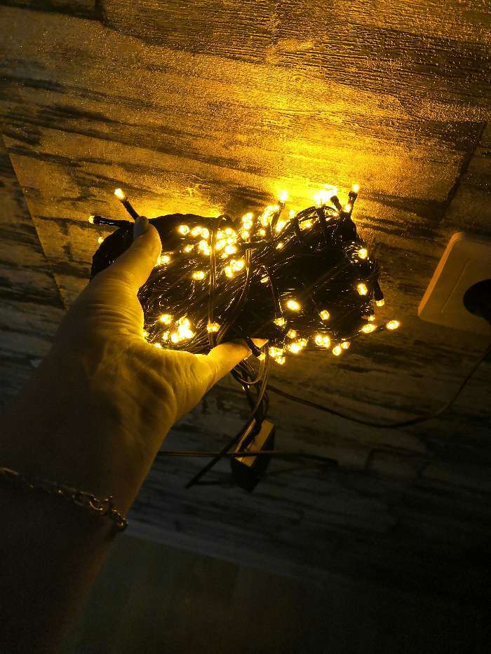 Фотография покупателя товара Гирлянда «Нить» 10 м, IP20, тёмная нить, 100 LED, свечение жёлтое, 8 режимов, 220 В - Фото 171