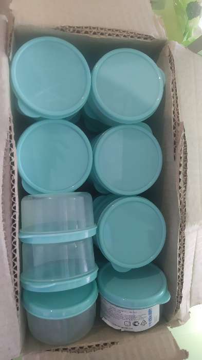 Фотография покупателя товара Контейнер круглый Доляна, пищевой, 150 мл, цвет бирюзовый - Фото 3