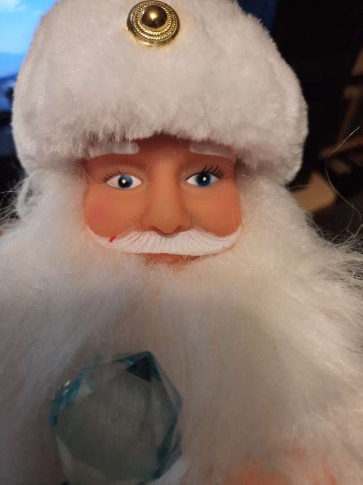 Фотография покупателя товара Дед Мороз "Посох с кристаллом" двигается, 38 см, синий - Фото 8