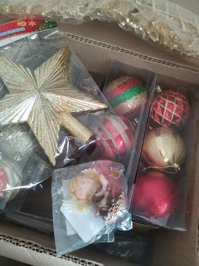 Фотография покупателя товара Ёлочные игрушки «Беата сеточка», шары новогодние, d=8 см, набор 6 шт., золотисто-красный - Фото 2