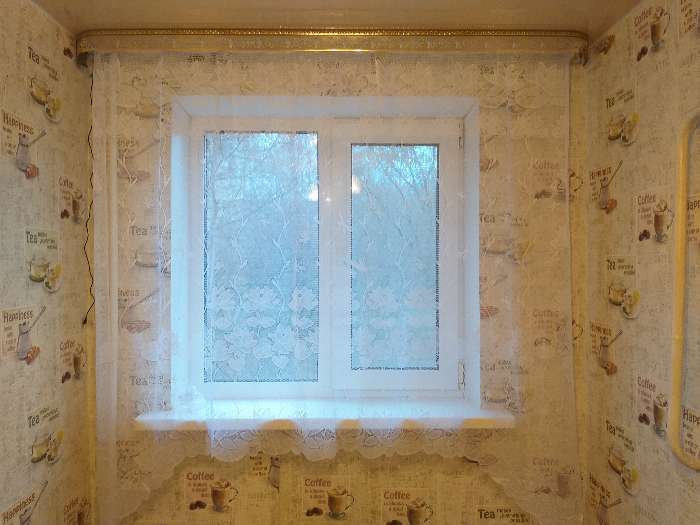 Фотография покупателя товара Тюль на кухню на шторной ленте 200х165 см, цвет Белый, 100% полиэстер - Фото 2