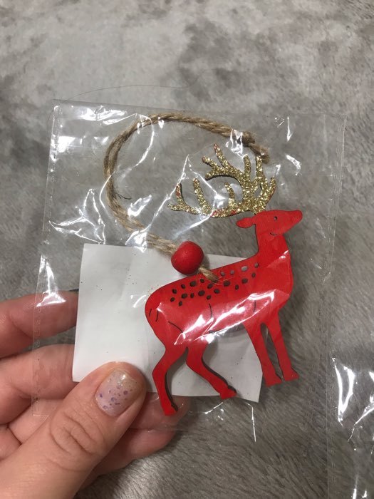 Фотография покупателя товара Новогодняя подвеска «Золотой олень», цвет красный - Фото 1