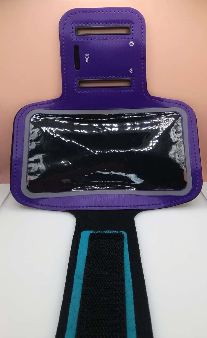 Фотография покупателя товара Чехол для телефона на руку LuazON, 14.5х7.5 см, светоотражающая полоса, фиолетовый - Фото 1