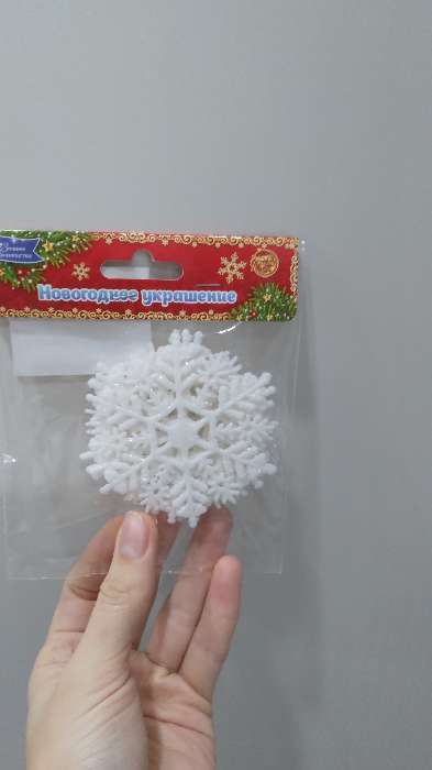 Фотография покупателя товара Украшение ёлочное "Снежинка узорная" (набор 6 шт) d-7 см, белый