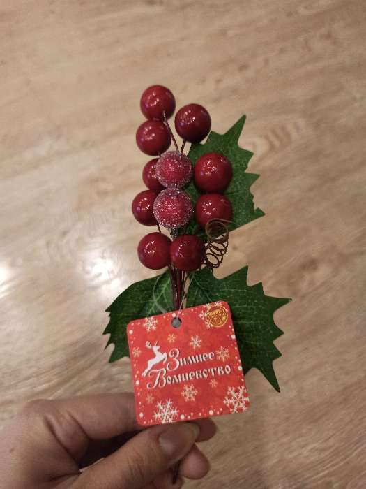 Фотография покупателя товара Декор "Зимние мечты" красные ягоды, 16 см - Фото 6