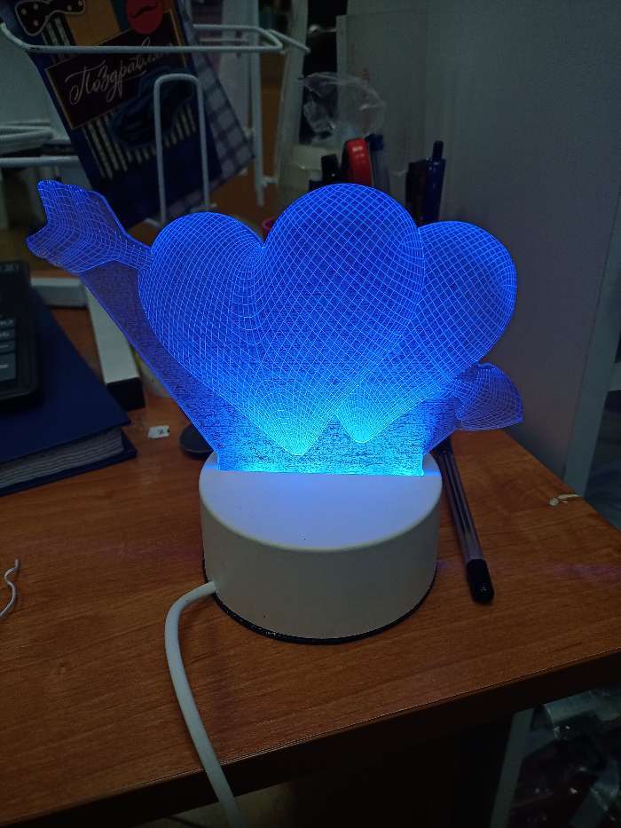Фотография покупателя товара Светильник "Сердца" LED RGB от сети 9,5х18х15 см RISALUX - Фото 2