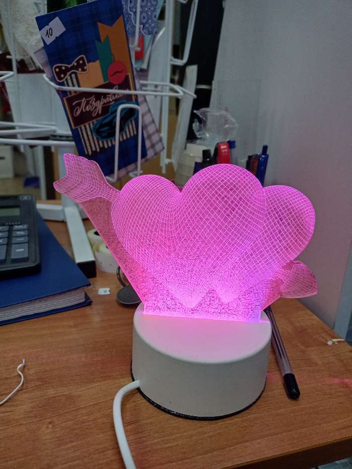 Фотография покупателя товара Светильник "Сердца" LED RGB от сети 9,5х18х15 см RISALUX