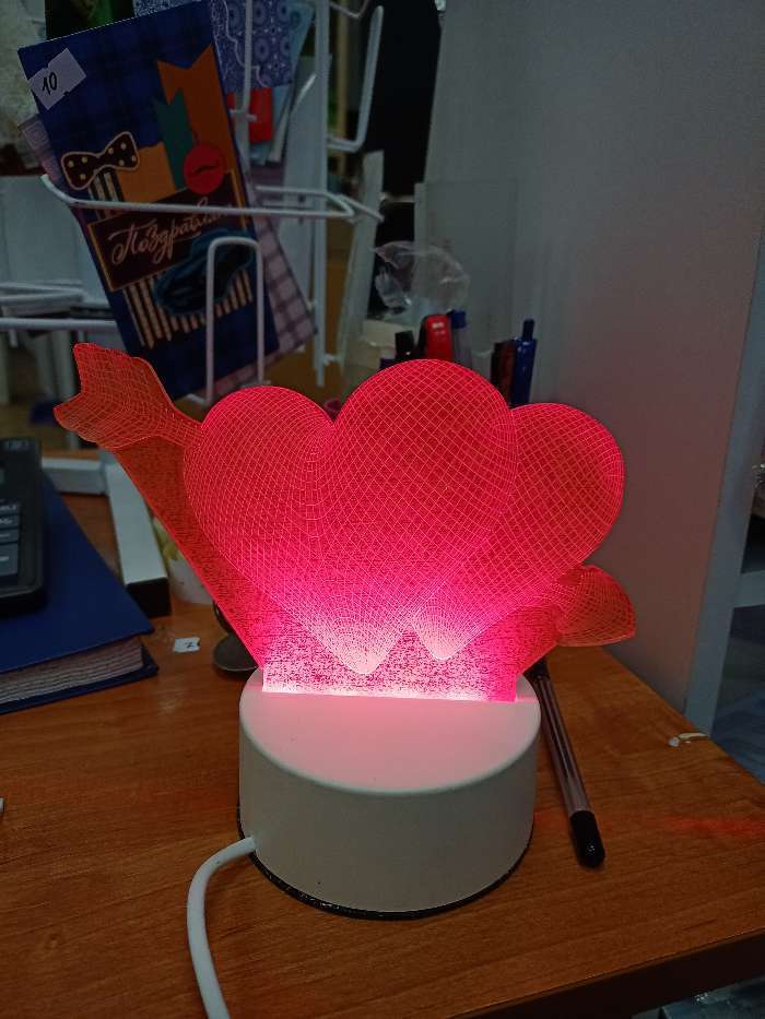 Фотография покупателя товара Светильник "Сердца" LED RGB от сети 9,5х18х15 см RISALUX - Фото 3