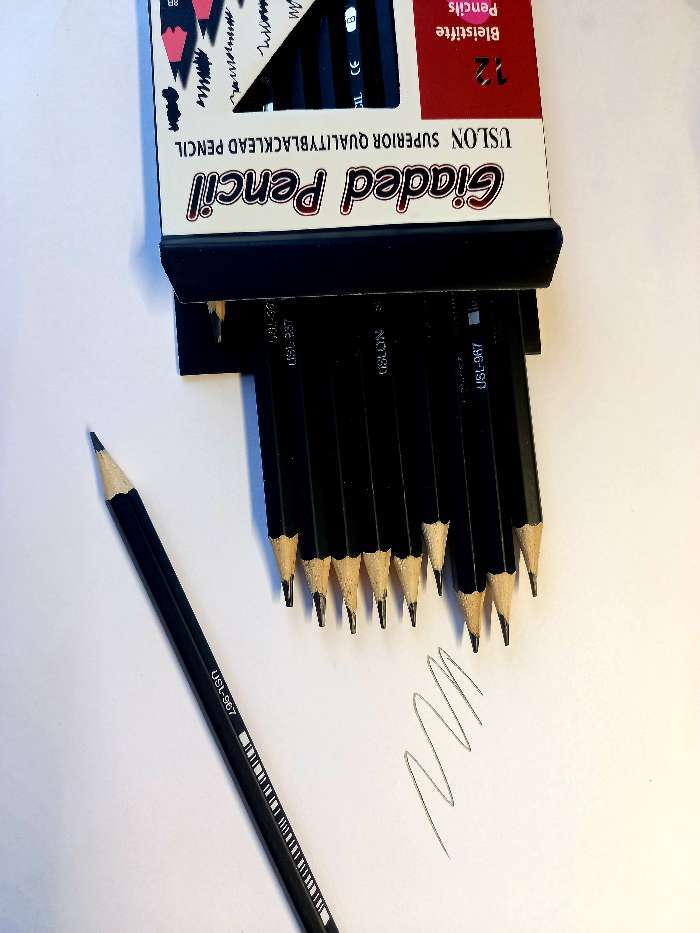 Фотография покупателя товара Набор карандашей чернографитных, 12 штук, твёрдость 2Н - 8В, гранённые, заточенные, в картонной коробке